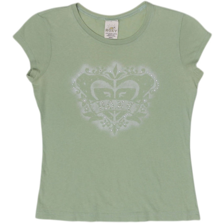Y2K Ladies Roxy Graphic Print Casual Tee Size S