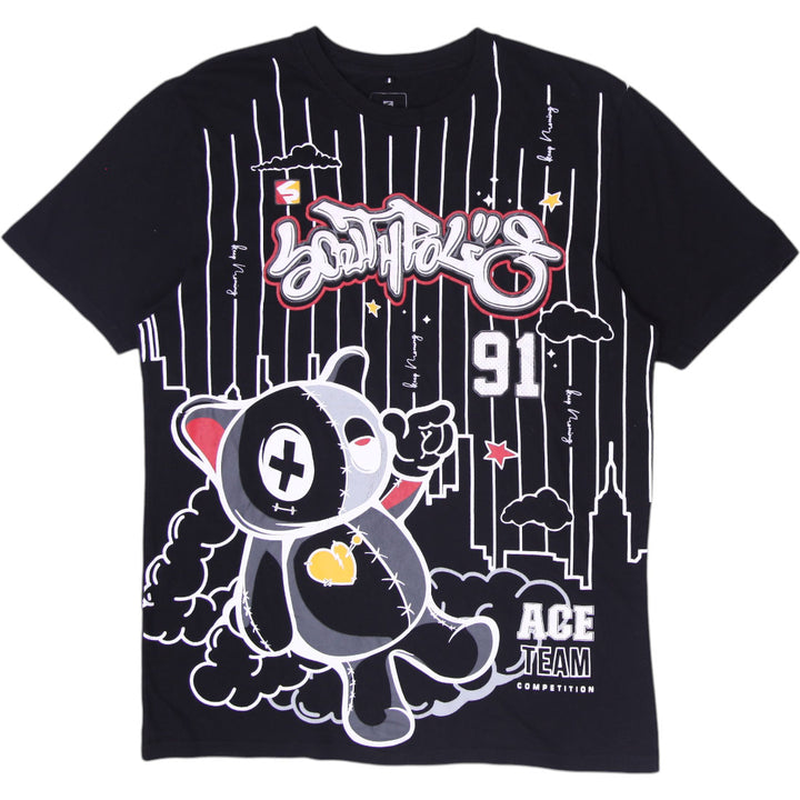Y2K Mens Southpole Graphic T-Shirt Black Size XL