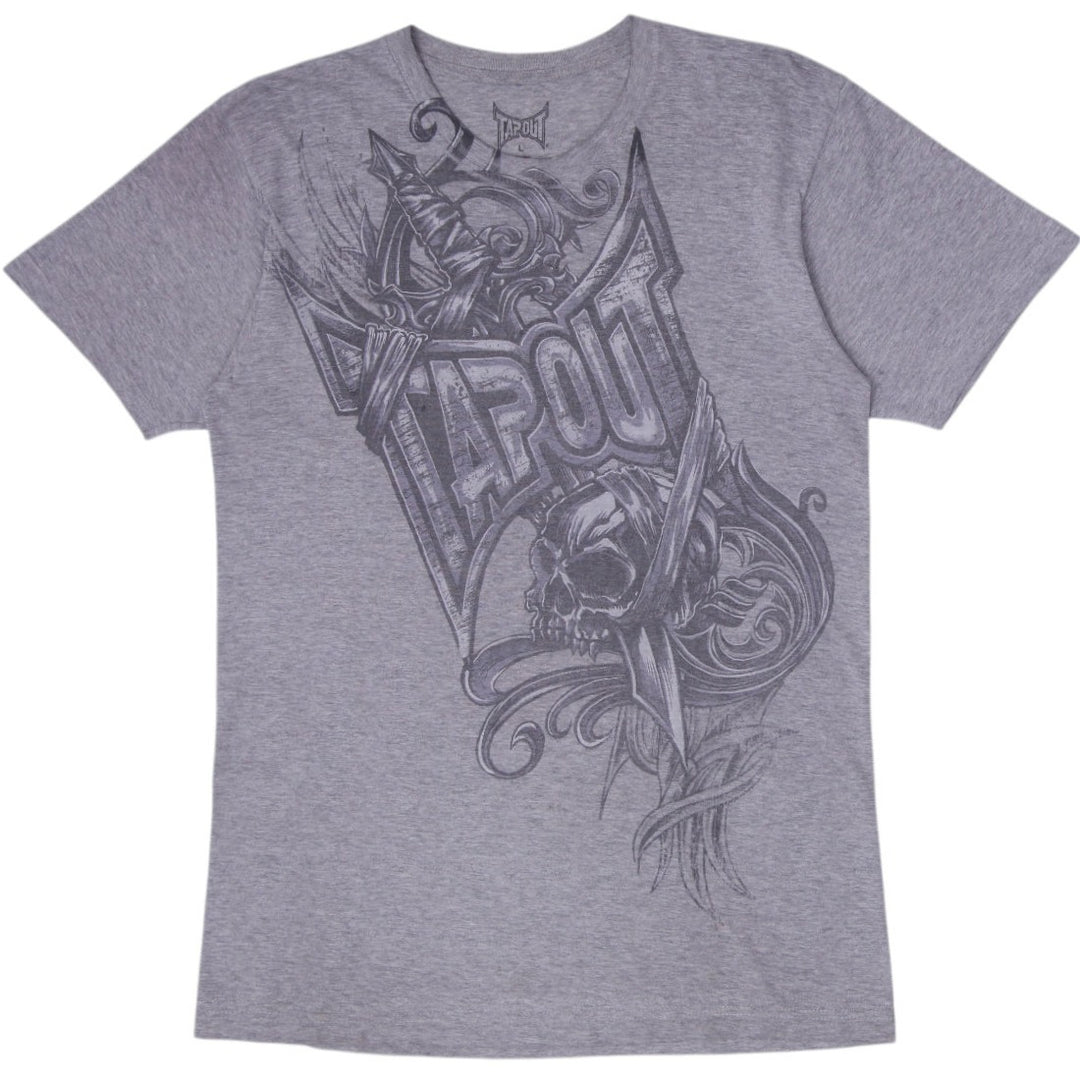 Y2K Mens Tapout Heather Grey Skull Dagger Graphic T-Shirt Men Large