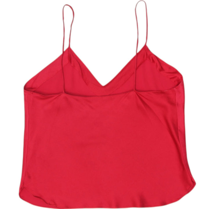 Y2K Ladies Cadaz Red Silk Cami Top V-Neck Spaghetti Strap Camisole