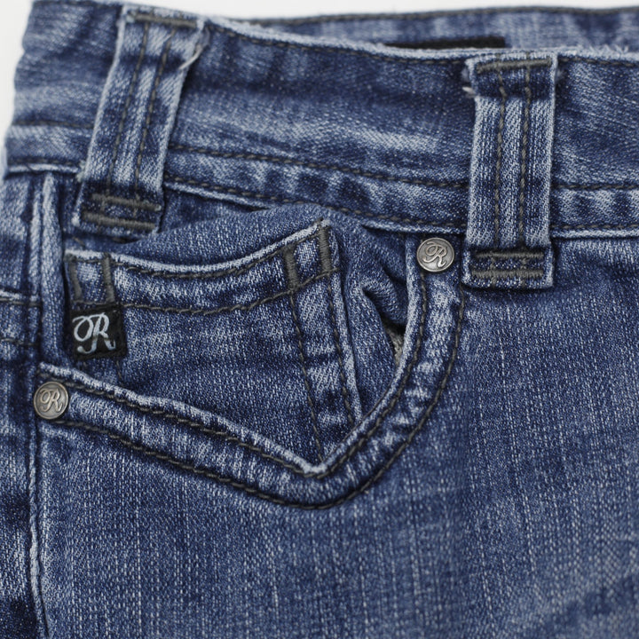 Y2K Ladies Rock and Roll Cowgirl Flare Jeans Blue Low Rise Size 29X34