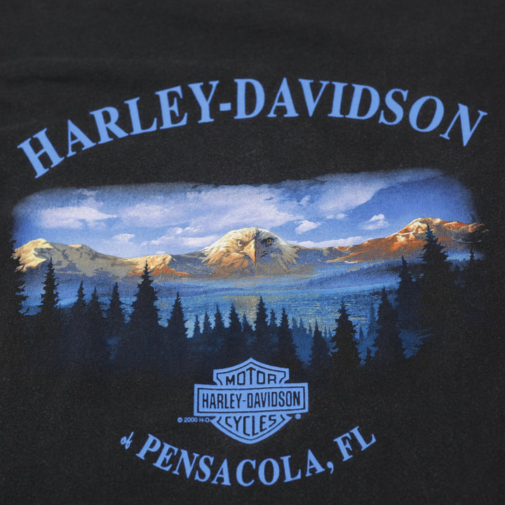 Vintage Black Harley Davidson Pensacola FL T-Shirt Size L