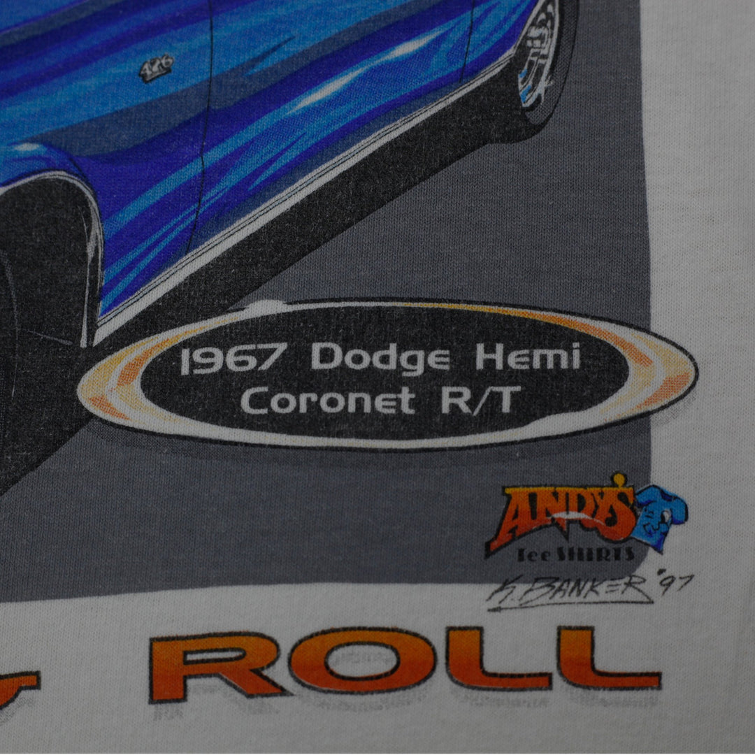 Vintage 90s Hanes White Dodge HEMI Graphic Big Block & Roll Cars T-Shirt XL | Migration_T-Shirts - Alternate | Fashion Rerun