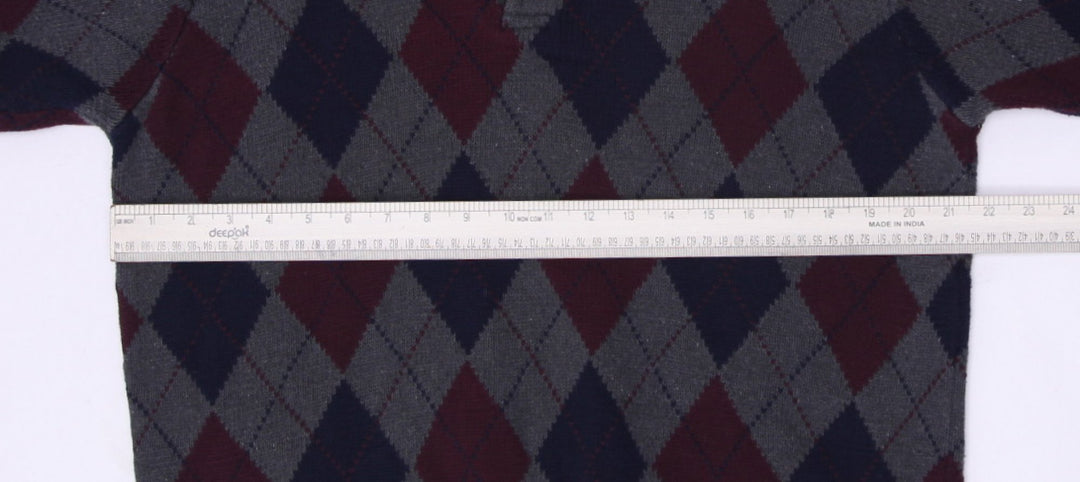 Vintage Mens Polo Ralph Lauren Sweater Argyle Gray Maroon Blue Knitwear Size M | Migration_Jumper & Knitwear | Fashion Rerun