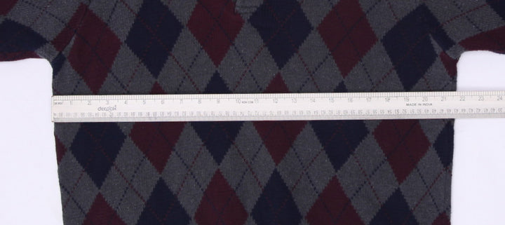 Vintage Mens Polo Ralph Lauren Sweater Argyle Gray Maroon Blue Knitwear Size M | Migration_Jumper & Knitwear | Fashion Rerun