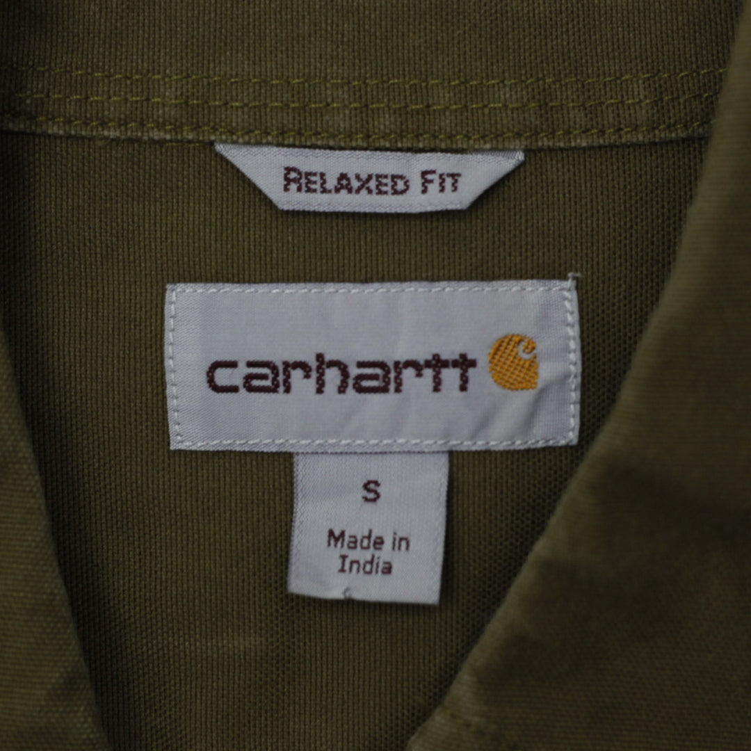 Mens Carhartt Workwear Shirt Olive Green Embroidered Logo Relaxed Fit | Migration_Shirts - Back View | Fashion Rerun