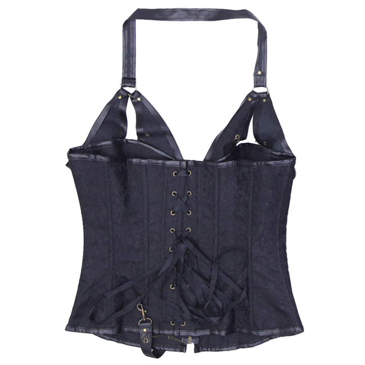 Y2K Ladies Front Zip Black Halter Corset