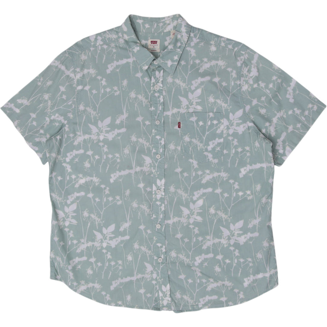 Mens Levi's Mint Green Floral Short Sleeve Button-Up Shirt Size XL