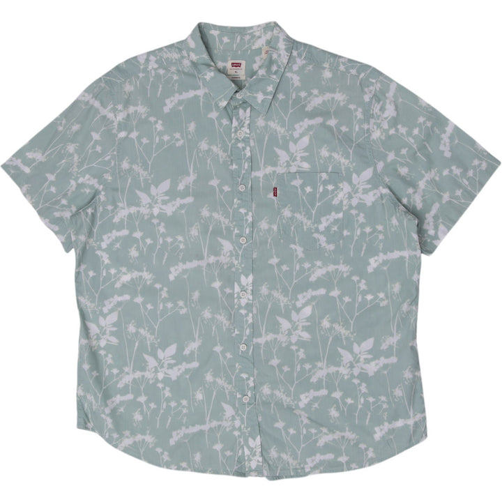 Mens Levi's Mint Green Floral Short Sleeve Button-Up Shirt Size XL