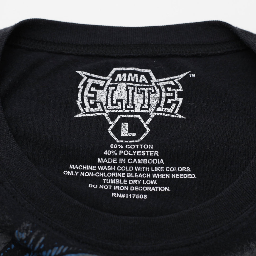 Y2K Mens MMA Elite T-Shirt Black Graphic Long Sleeve Size L