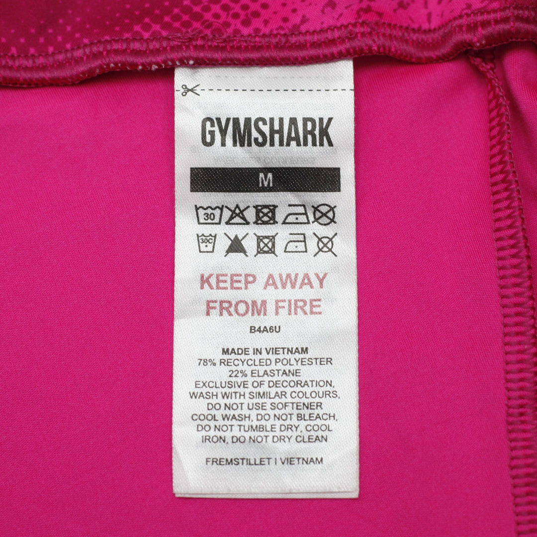 Ladies Gymshark Power Tight Shorts Magenta Pink Print Size M