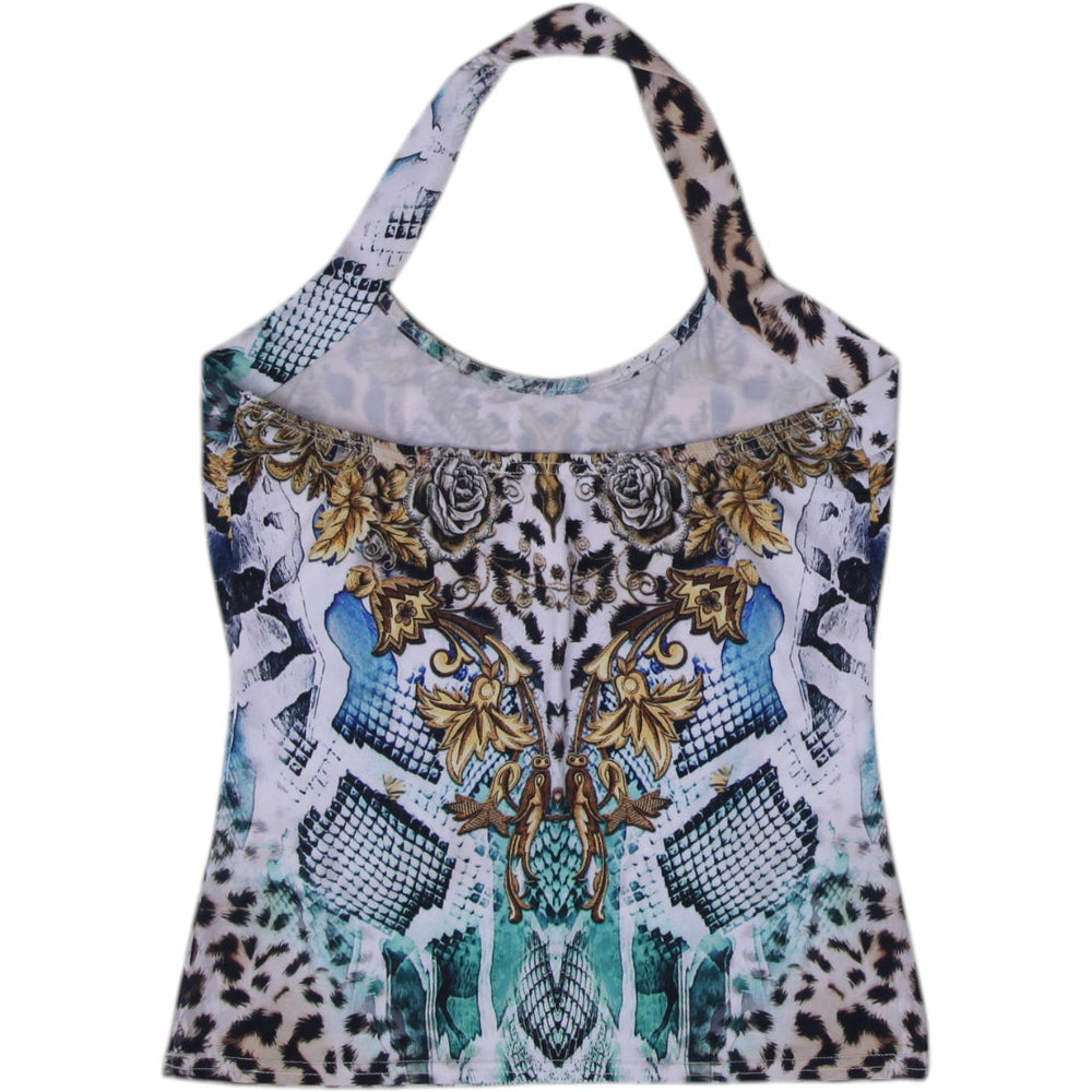 Y2K Ladies Leopard Print Artsy Cool Sleeveless Tank Top Size S | Migration_Y2K Tops - Side View | Fashion Rerun