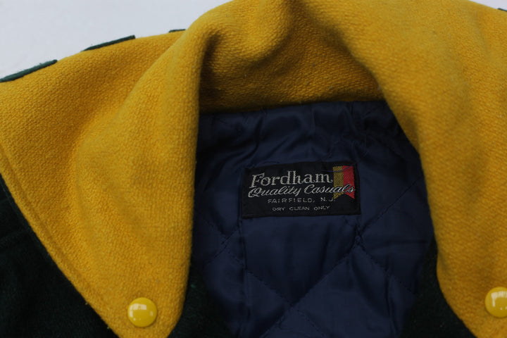 Vintage Fordham #87 St Edward Eagles Green Varsity Jacket | Migration_Jacket UAENAT20 - Back View | Fashion Rerun