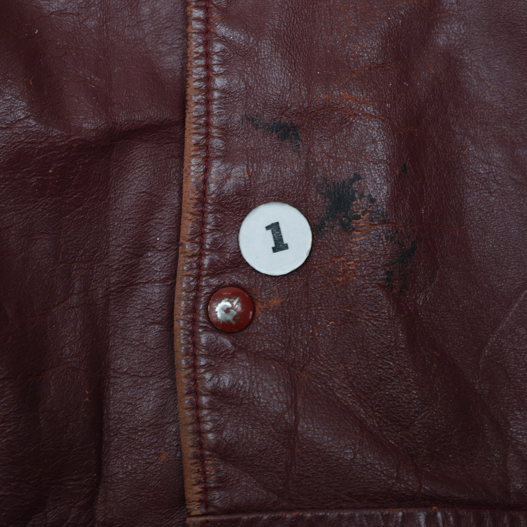 Vintage Leather Varsity Jacket Maroon Football Patched | Migration_Jackets - Alternate View | Fashion Rerun