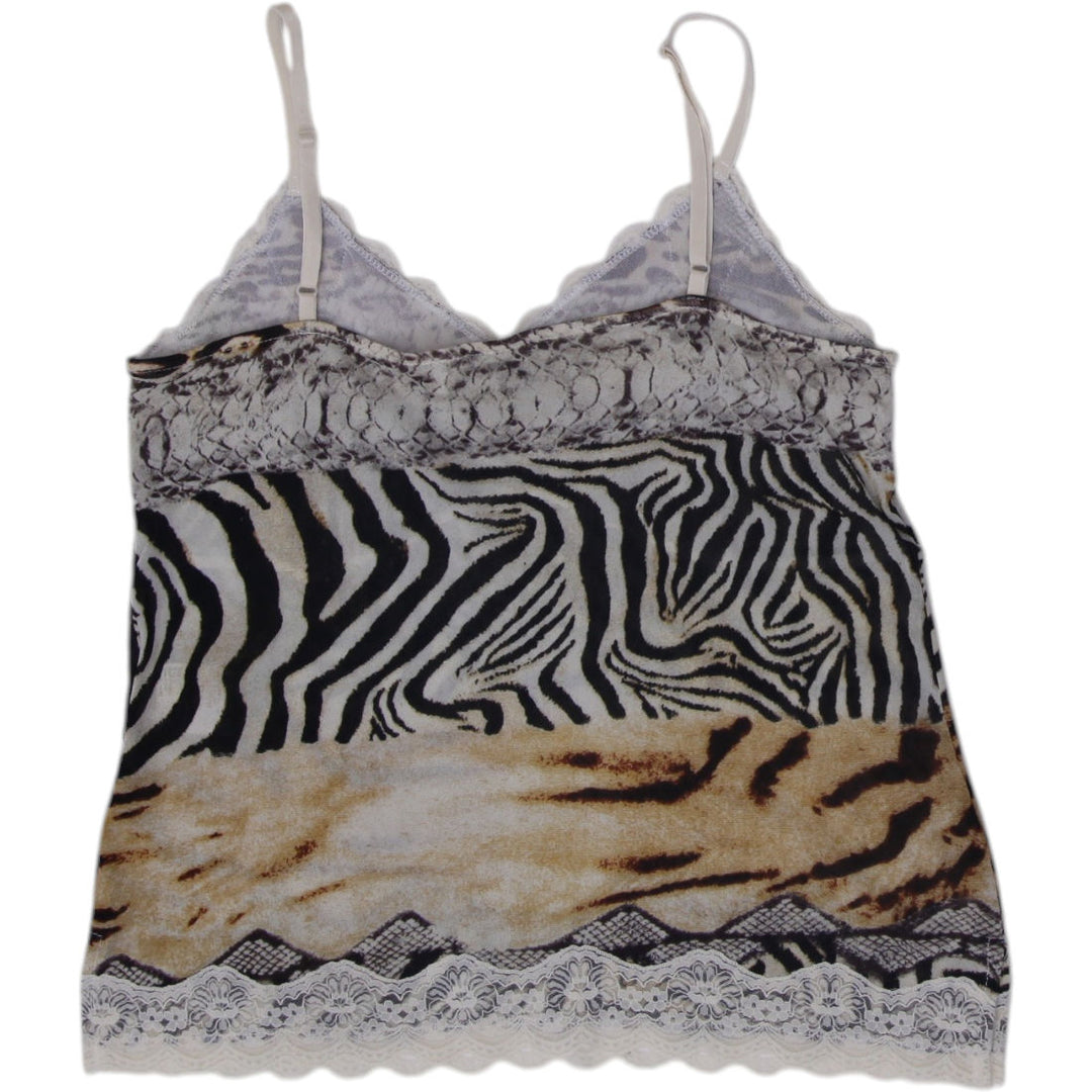 Y2K Ladies Oui Moments Mixed Animal Print Lace Cami Top Indie Sleaze