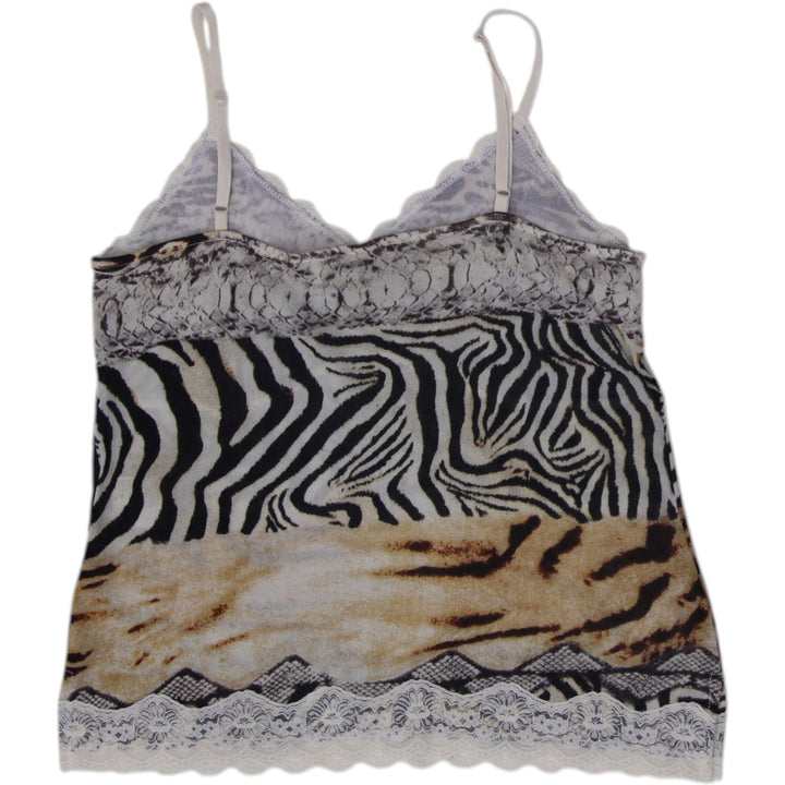 Y2K Ladies Oui Moments Mixed Animal Print Lace Cami Top Indie Sleaze