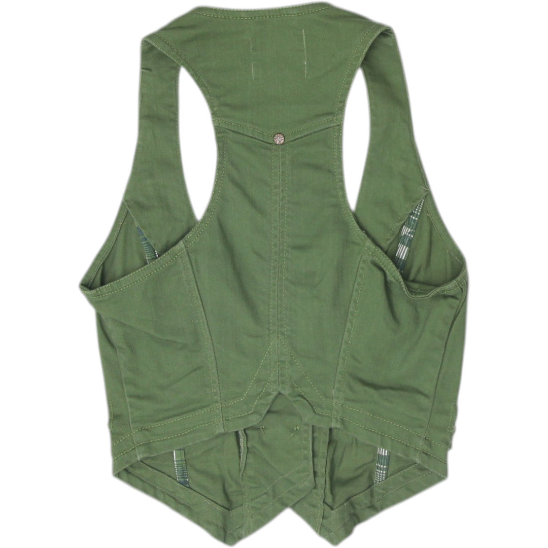 Y2K Ladies Stradivarius Cropped Utility Waistcoat Vest Cargo Indie Sleaze Size S