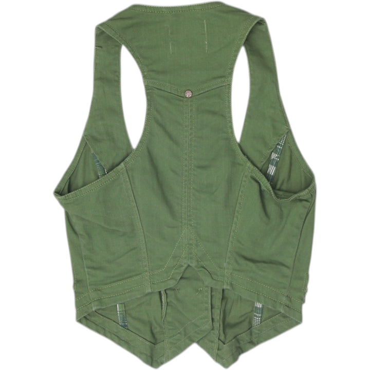 Y2K Ladies Stradivarius Cropped Utility Waistcoat Vest Cargo Indie Sleaze Size S