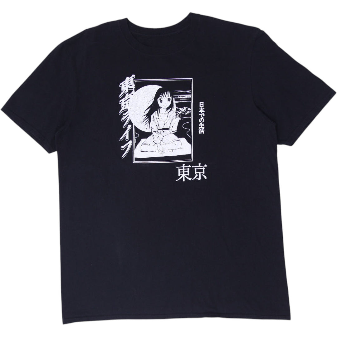 Mens Neon Riot Anime Girl Japanese Kanji T-Shirt Size L