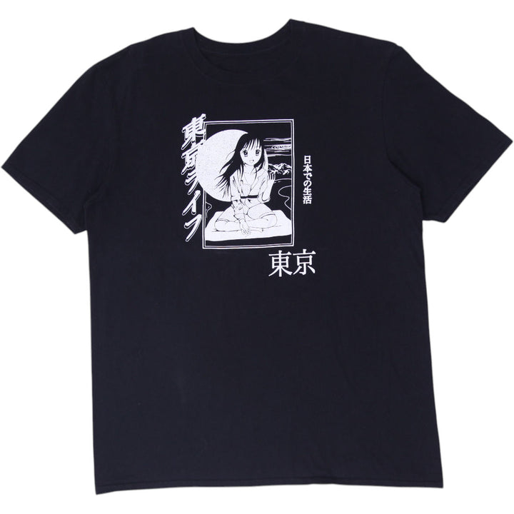 Mens Neon Riot Anime Girl Japanese Kanji T-Shirt Size L