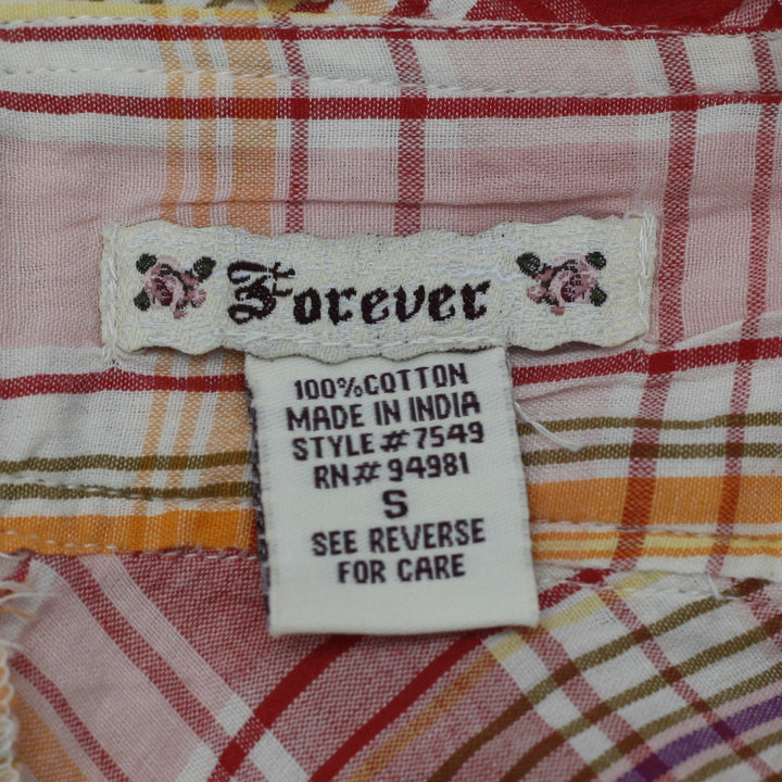 Y2K Ladies Forever Plaid Cotton Halter Top Babydoll Tunic Size S