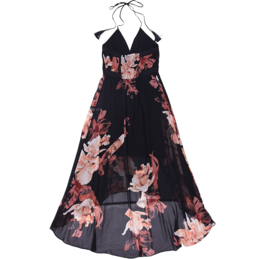Y2K Ladies White House Black Market Floral Halter High Low Dress Size 6