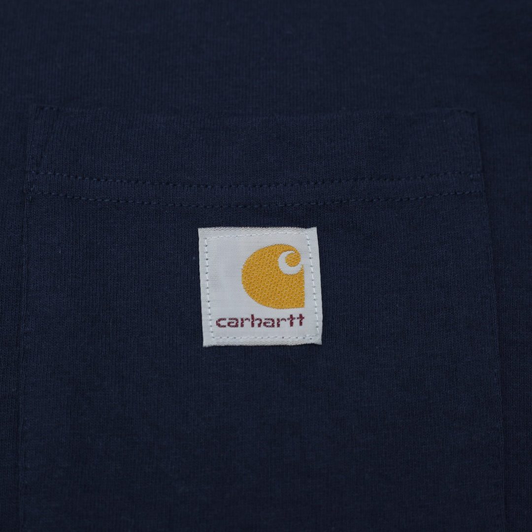 Mens Carhartt Heavyweight K87 Left-Chest Pocket T-Shirt Navy Blue Size L