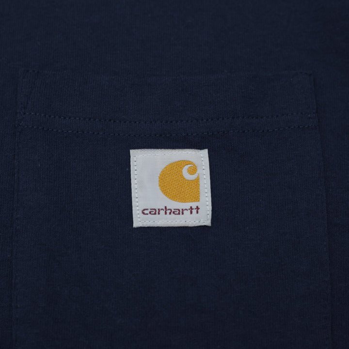 Mens Carhartt Heavyweight K87 Left-Chest Pocket T-Shirt Navy Blue Size L