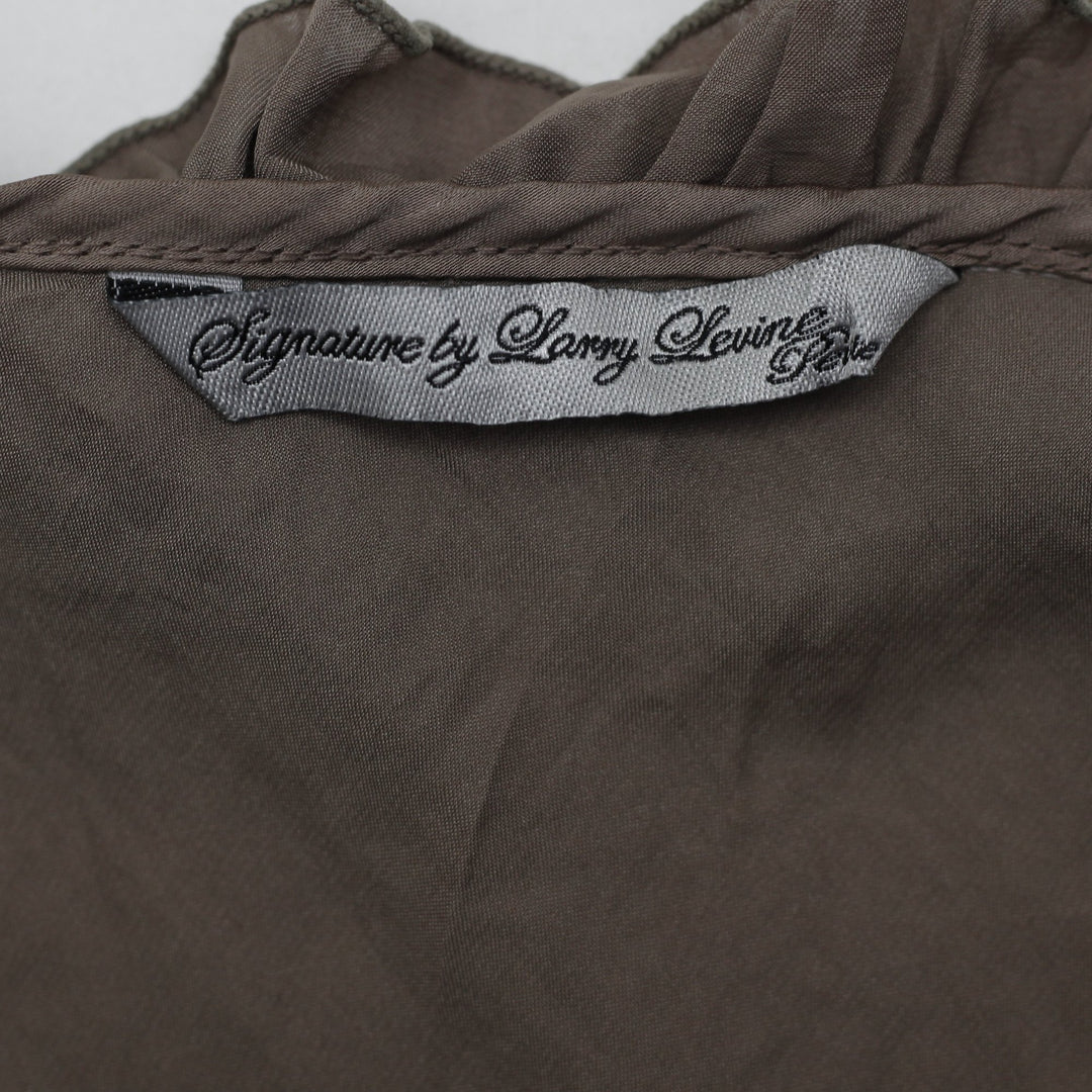 Y2K Ladies Signature by Larry Levine Ruffle Neck Tank Top Taupe Brown Size PM