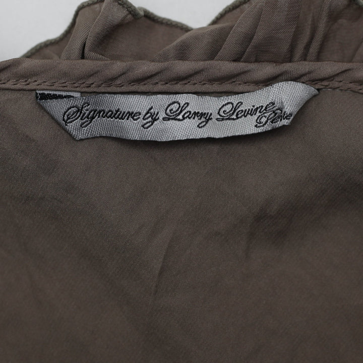Y2K Ladies Signature by Larry Levine Ruffle Neck Tank Top Taupe Brown Size PM