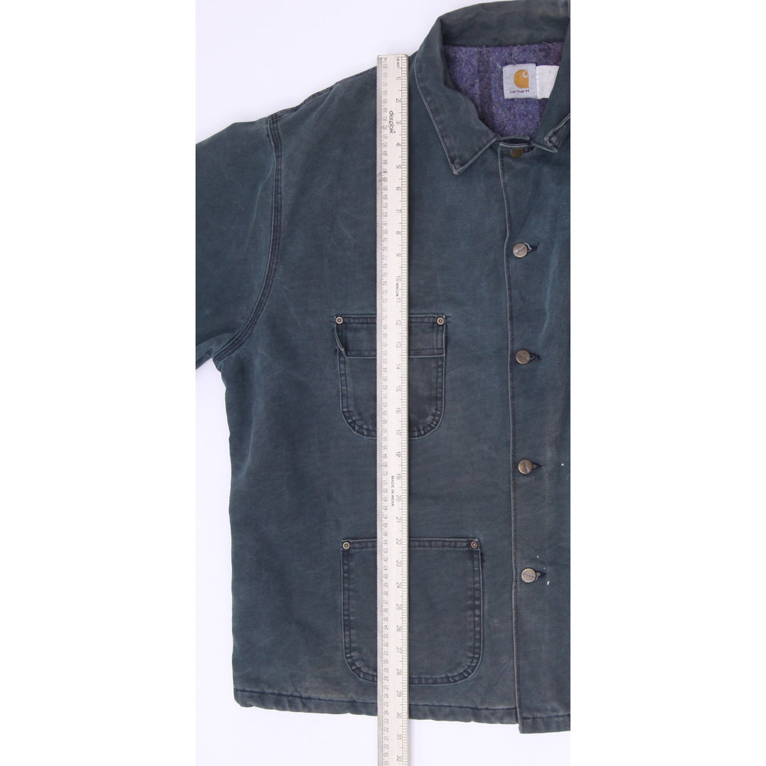 Vintage 90s Carhartt Petrol C02 Blanket Lined Canvas Chore Jacket Made in USA