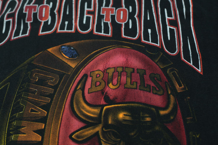 Vintage Chicago Bulls Back To Back To Back Champion T-Shirt S.Stitch Made in USA XL