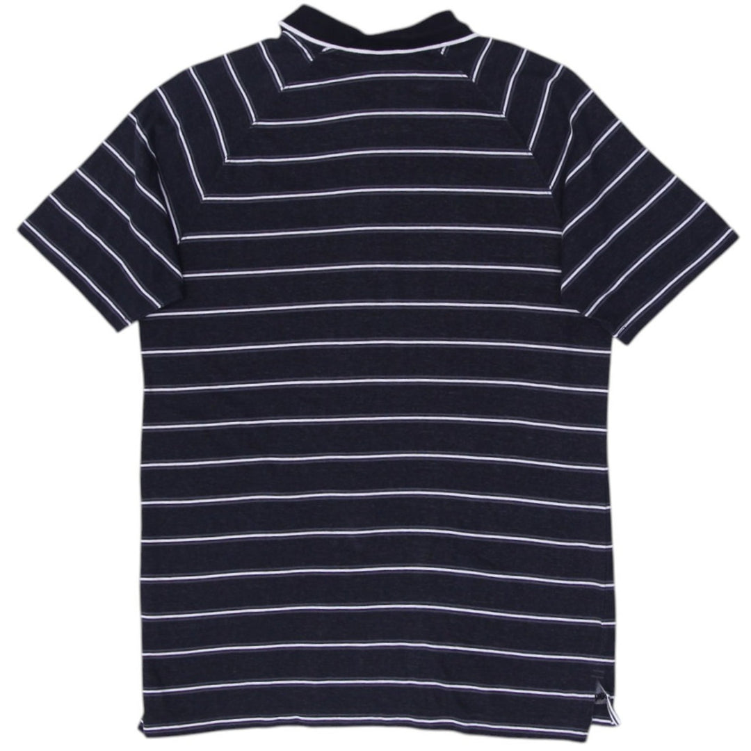 Mens Nike Polo Shirt Navy Blue Striped Casual Short Sleeve