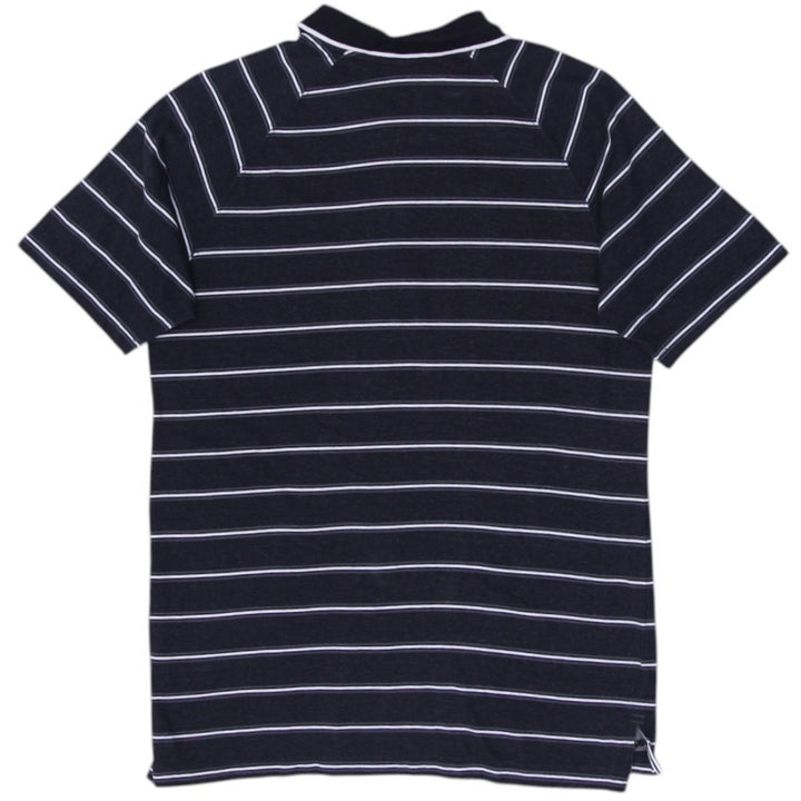 Mens Nike Polo Shirt Navy Blue Striped Casual Short Sleeve