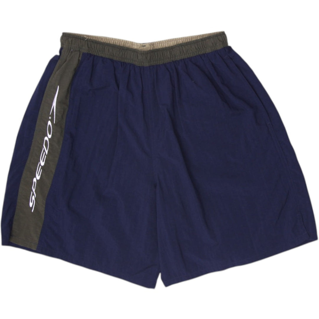 Vintage Speedo Swim Trunks Mens Medium Navy Olive Green Mesh Lined Board Shorts