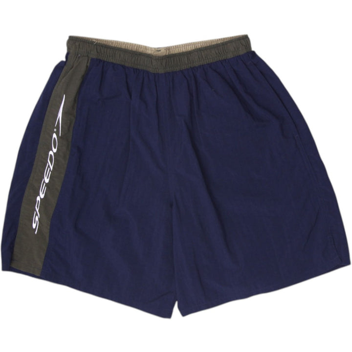 Vintage Speedo Swim Trunks Mens Medium Navy Olive Green Mesh Lined Board Shorts