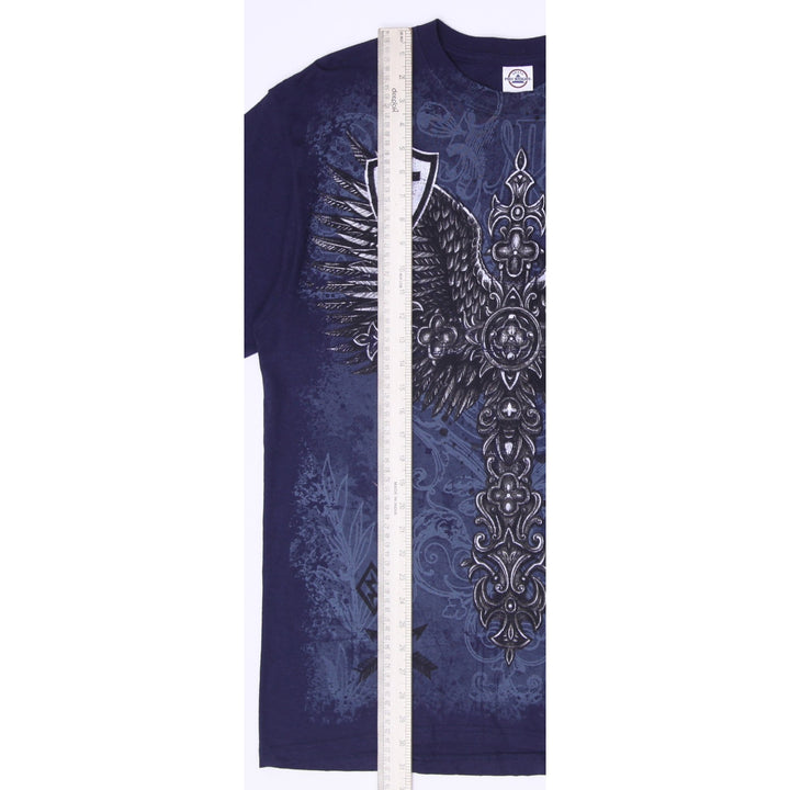 Y2K Mens Delta Winged Cross Gothic Graphic T-Shirt Size L