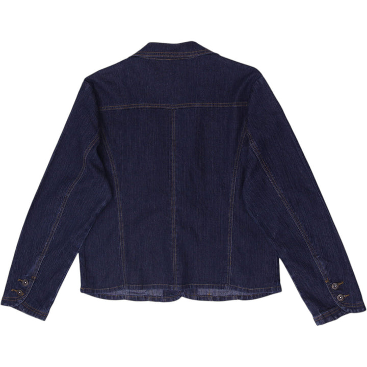 Y2K Womens Ashley Stewart Stretch Jean Suit Plus Size 14 Denim Blazer Jacket
