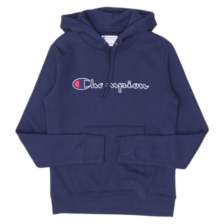 Mens Champion Spell Out Logo Navy Pullover Hoodie