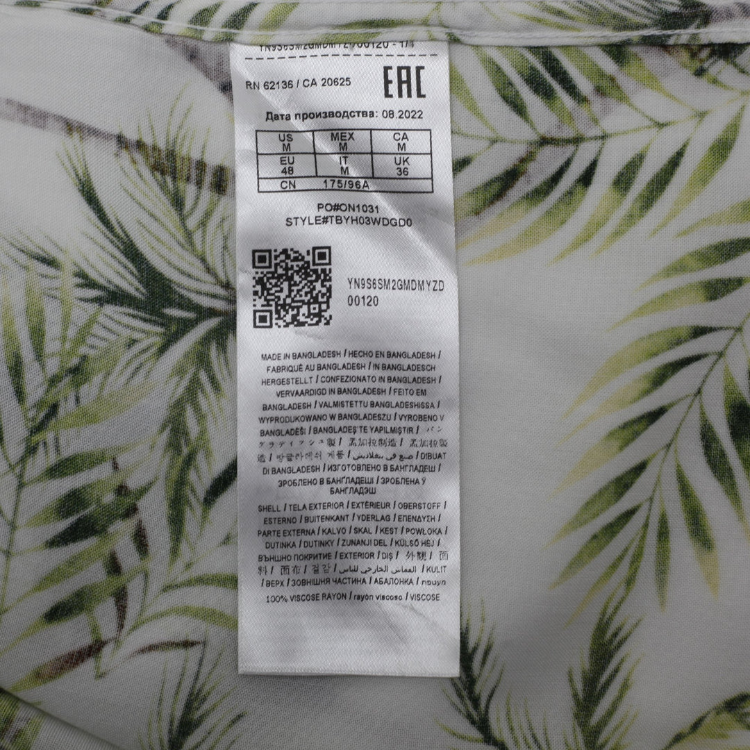 Mens Guess Regular Fit Palm Tree Print Resort Shirt Size M