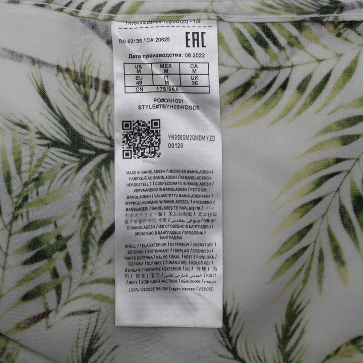 Mens Guess Regular Fit Palm Tree Print Resort Shirt Size M