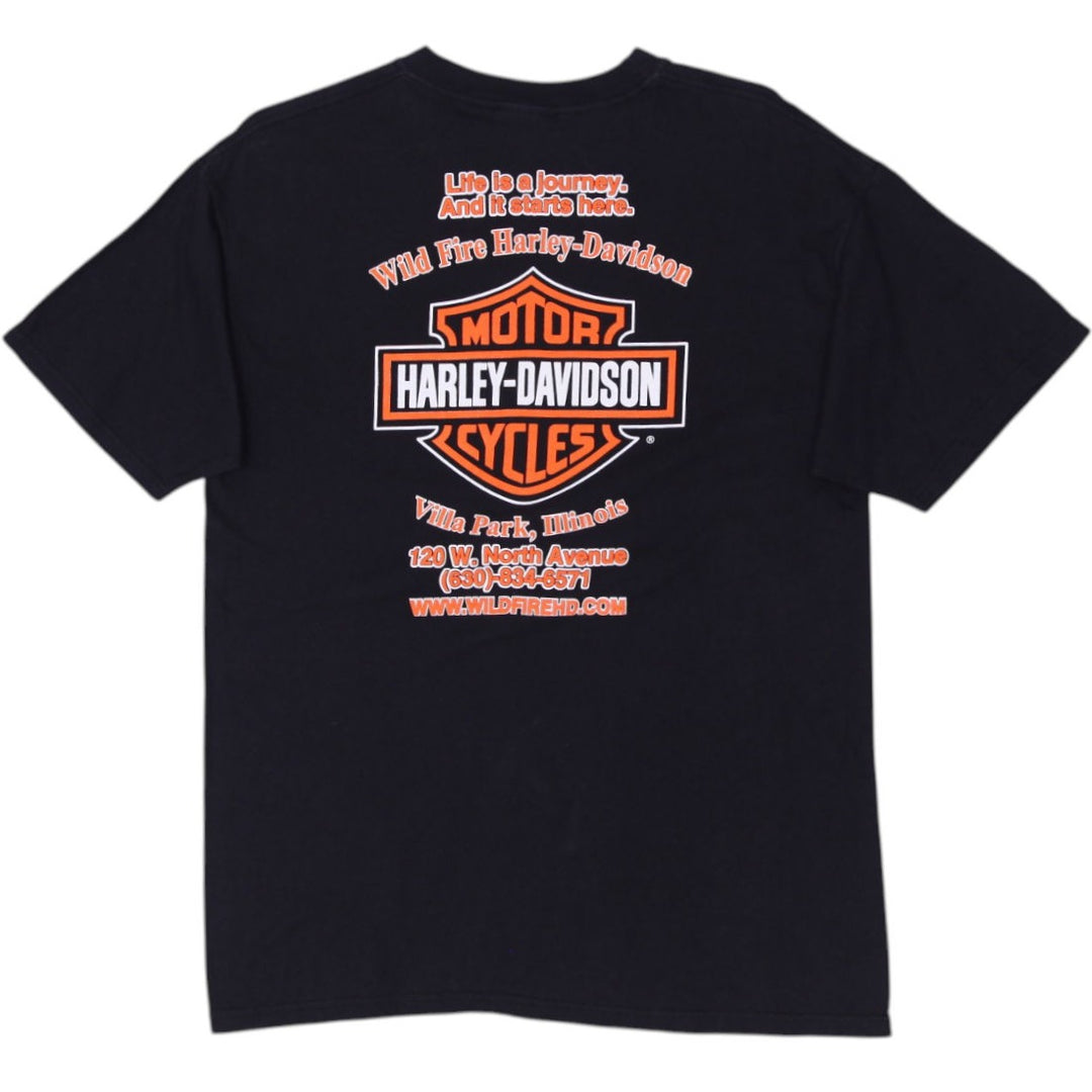 Vintage Mens Hanes Beefy-T Harley Davidson T-Shirt Black Graphic Size L