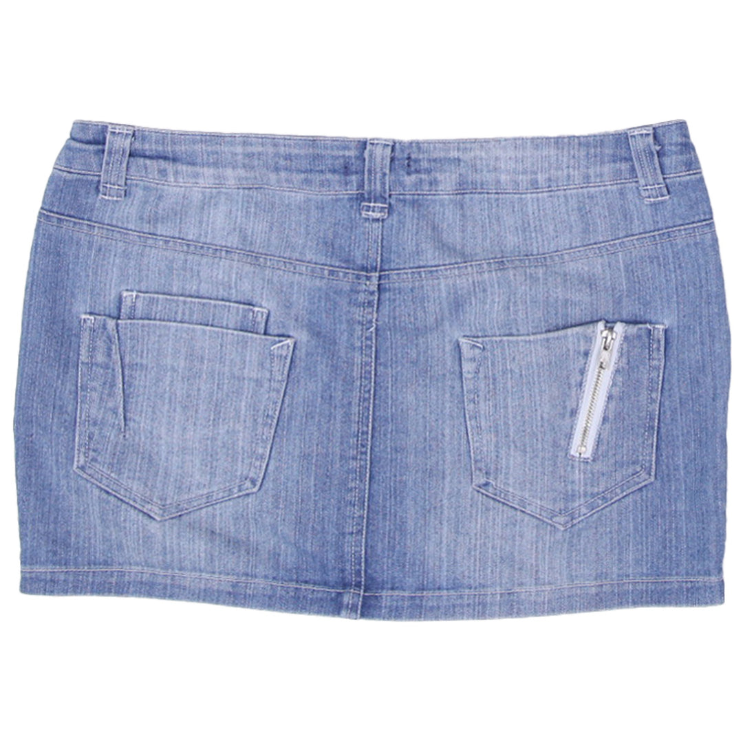 Y2K Ladies Seductions Front Zip Denim Mini Skirt