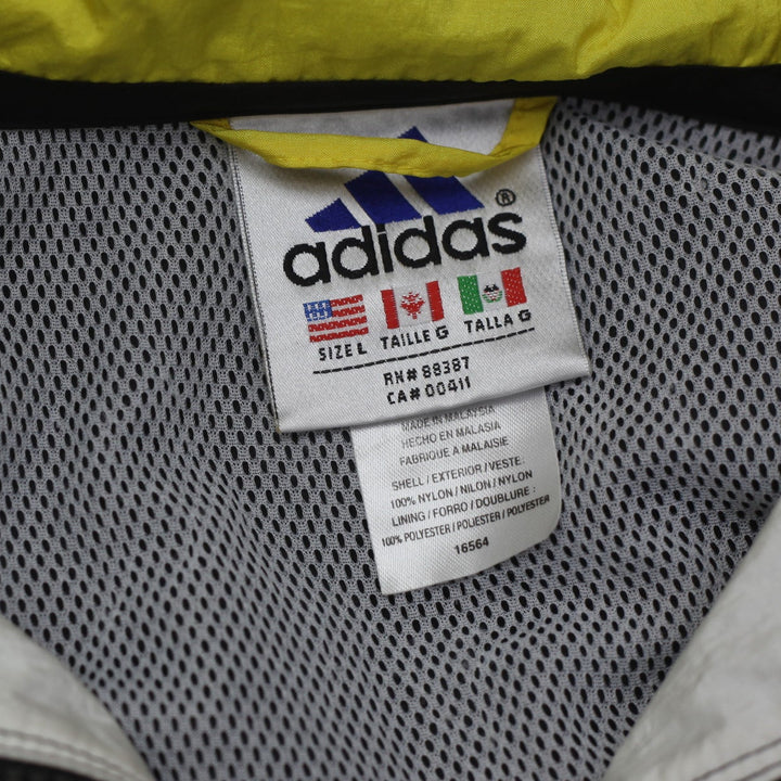 Vintage 90s Adidas Windbreaker Jacket Full Zip Striped Bumble Bee Yellow