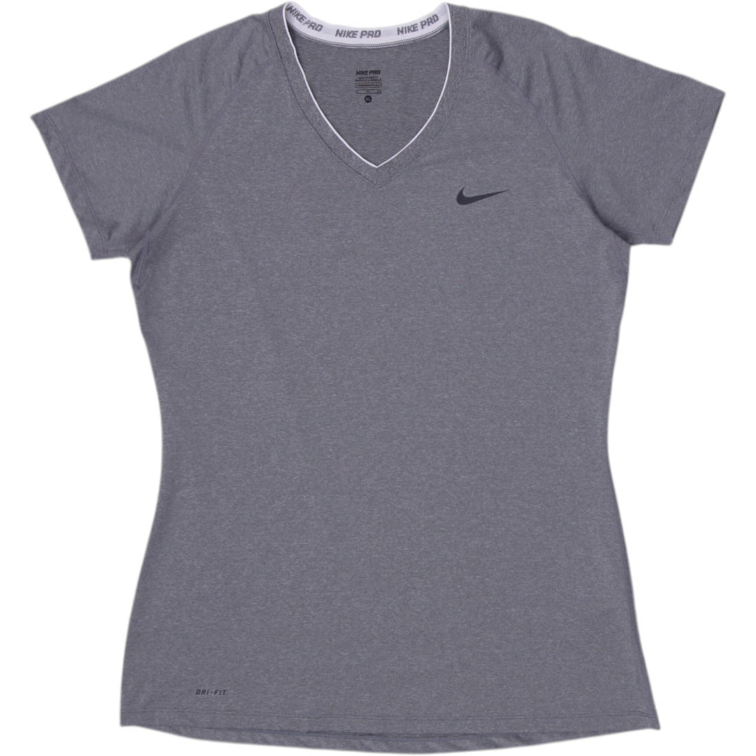 Ladies Nike Pro T-Shirt Gray Dri-FIT Athletic Wear Size XL