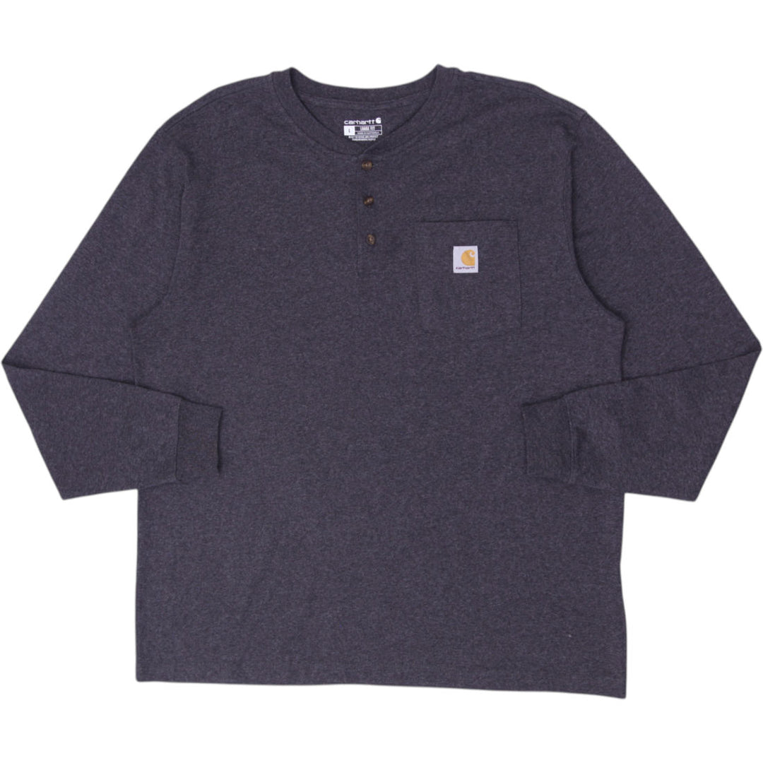 Mens Carhartt K128 Henley Long Sleeve T-Shirt Size L