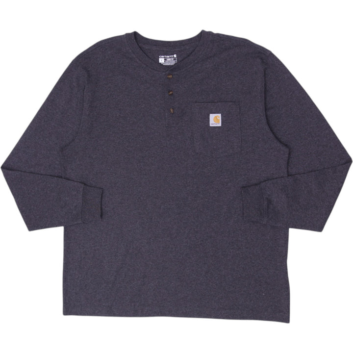 Mens Carhartt K128 Henley Long Sleeve T-Shirt Size L