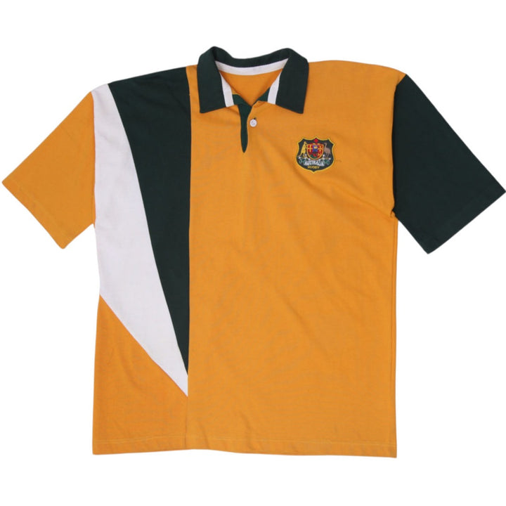 Vintage Australia Wallabies Rugby Polo T-Shirt Gold & Green