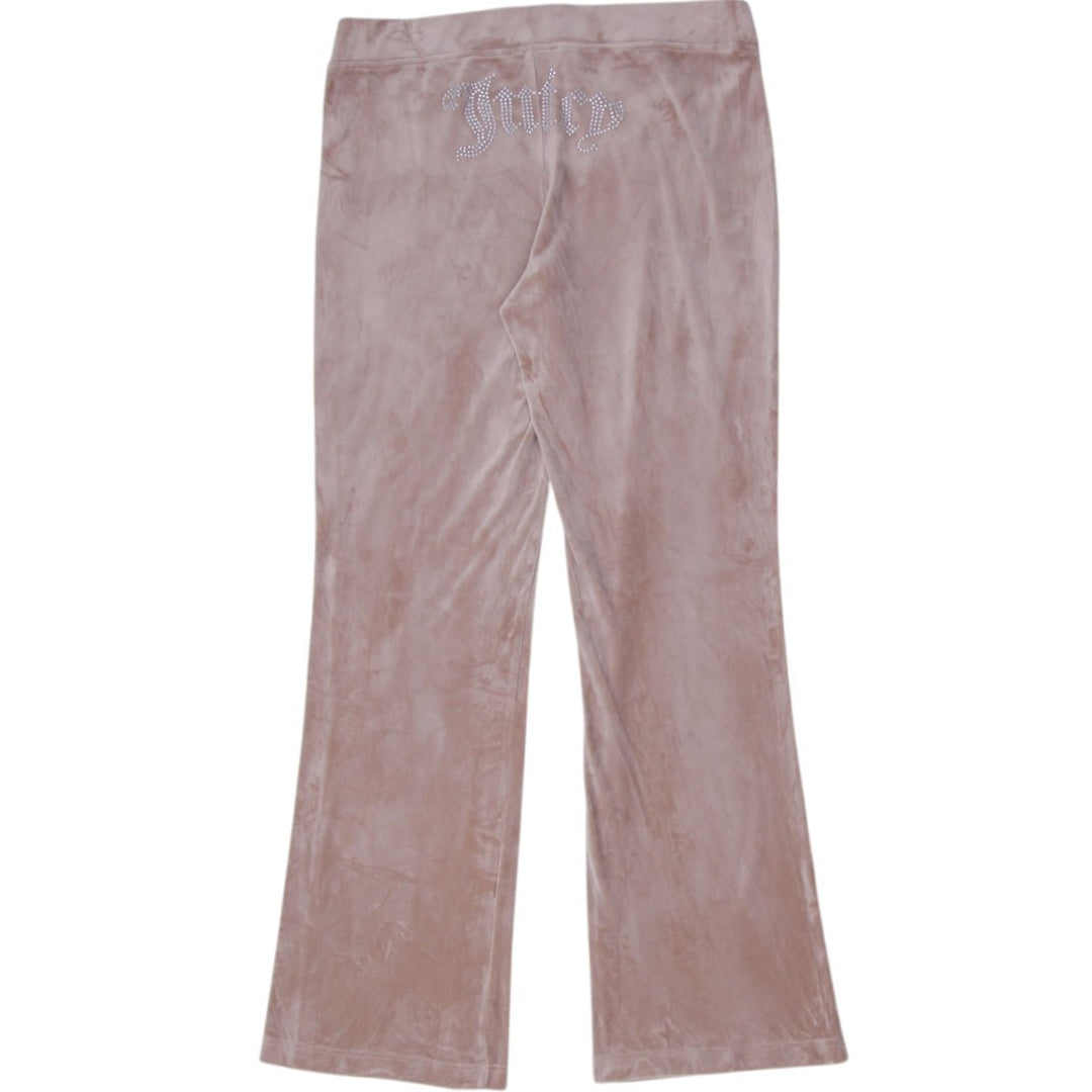 Y2K Ladies Juicy Couture Velour Pants Brown Rhinestone Logo