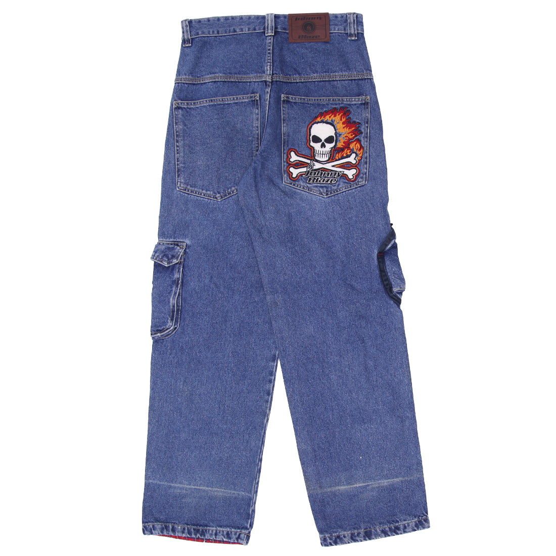 Shop Mens Y2K Johnny Blaze Skull Embroidered Cargo Jeans | Fashion